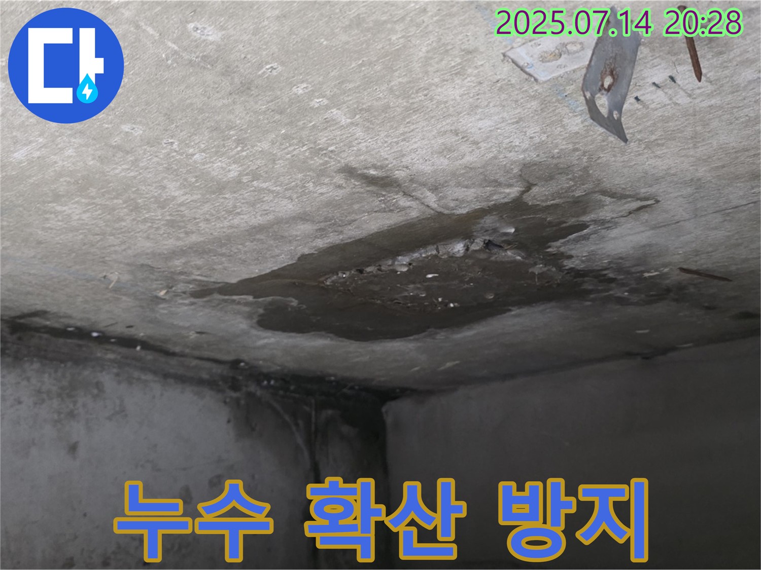 남양주 오남 두산아파트 누수 - 콘크리트 천장 누수, 누수 범위 확산 방지를 위한 긴급 조치