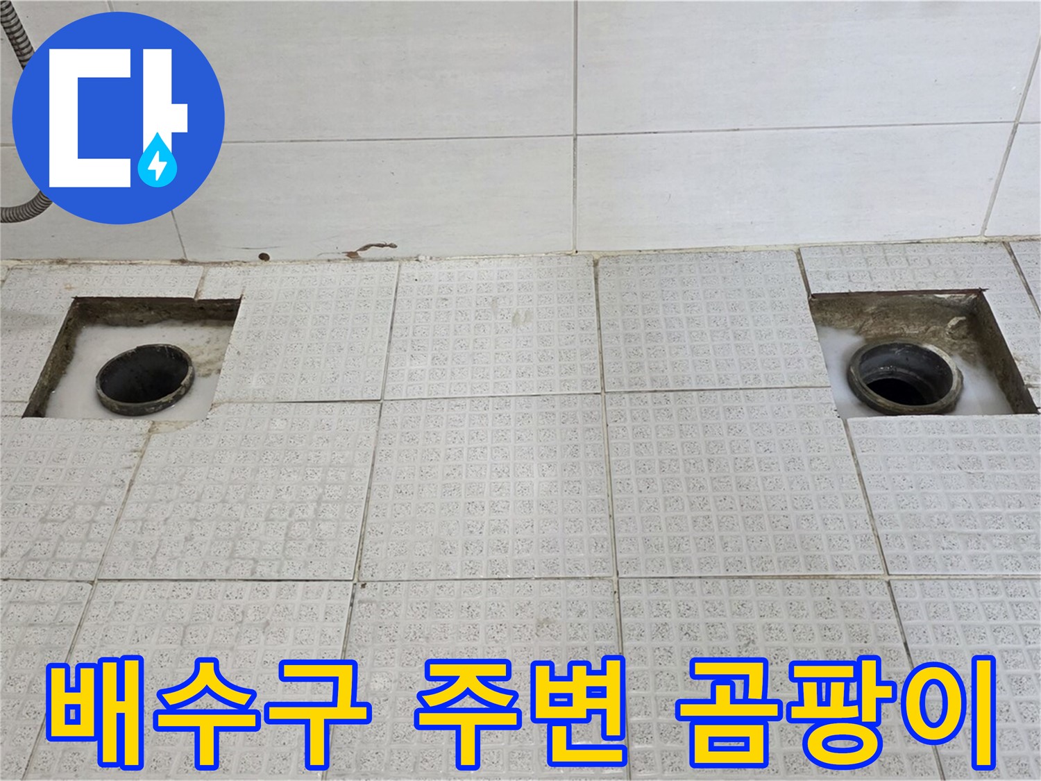 과천 e편한세상 욕실 - 배수구 주변 곰팡이 흔적 - 누수가 오래된 것 같아요.