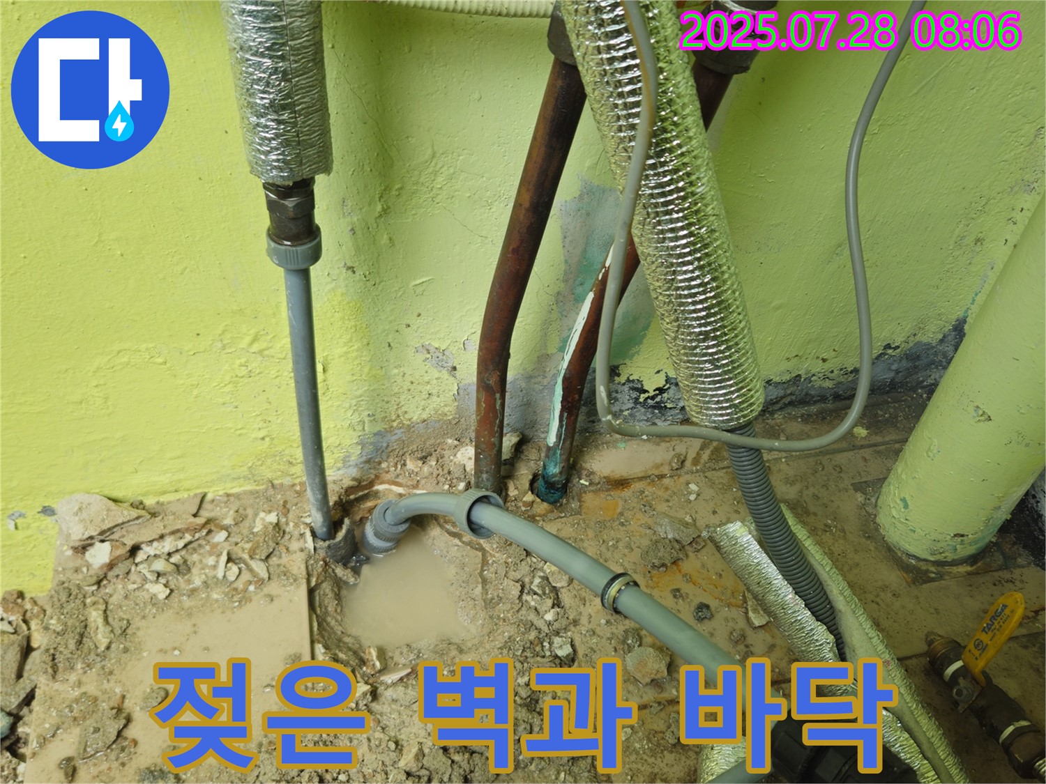 화도읍 창현리 두산아파트 누수 - 젖은 벽과 바닥, 곰팡이 발생 위험 증가!