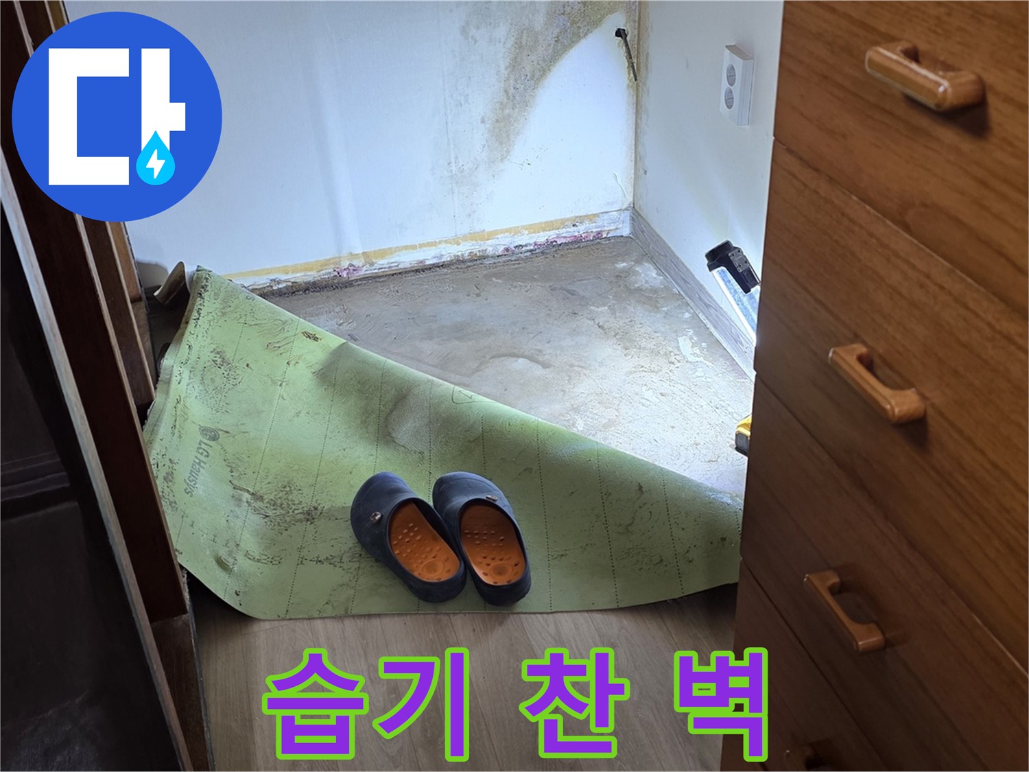 습기로 가득 찬 벽 - 누수 문제의 심각한 증거