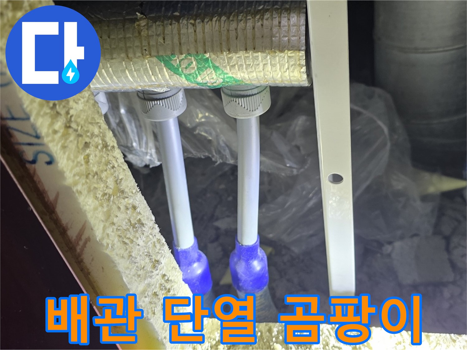 삼숭동 아파트 누수 - 배관 연결 부위 주변 단열재 손상 및 곰팡이 발생 여부 점검