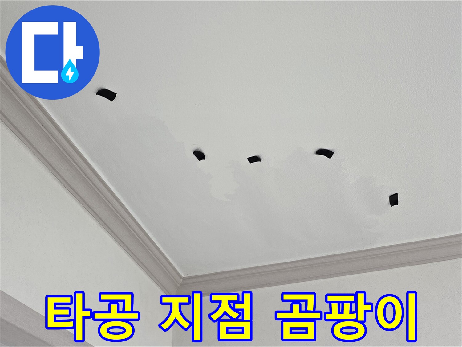 천장 내부 타공 지점 주변 곰팡이 확인 - 누수 장기화 여부 판단