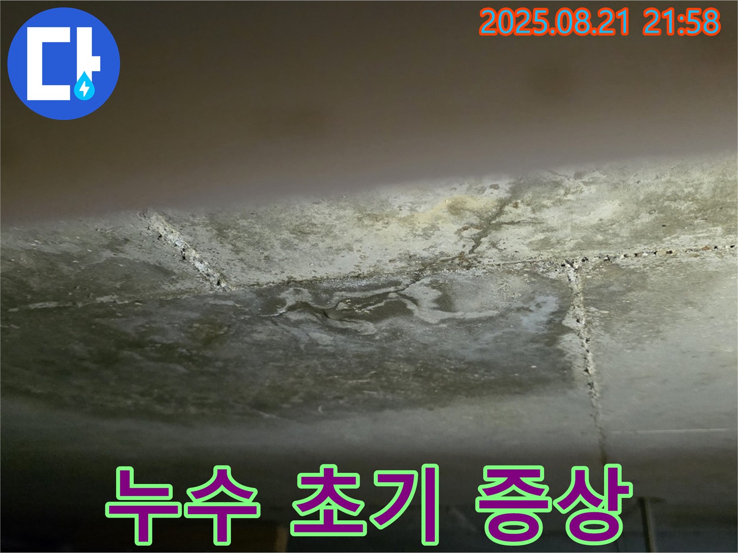 고양시 일산서구 하이파크3로 빌라 - 천장에 미세하게 생긴 물 자국, 누수 초기 증상입니다.