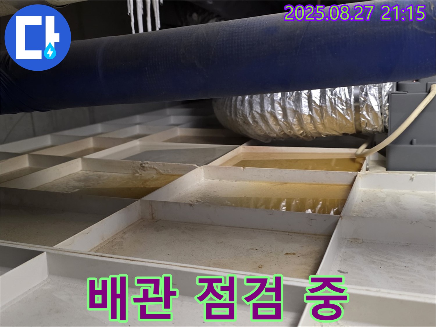 분당 운중동 산운마을 누수 현장 - 꼼꼼하게 배관 상태를 점검하고 있는 모습입니다.