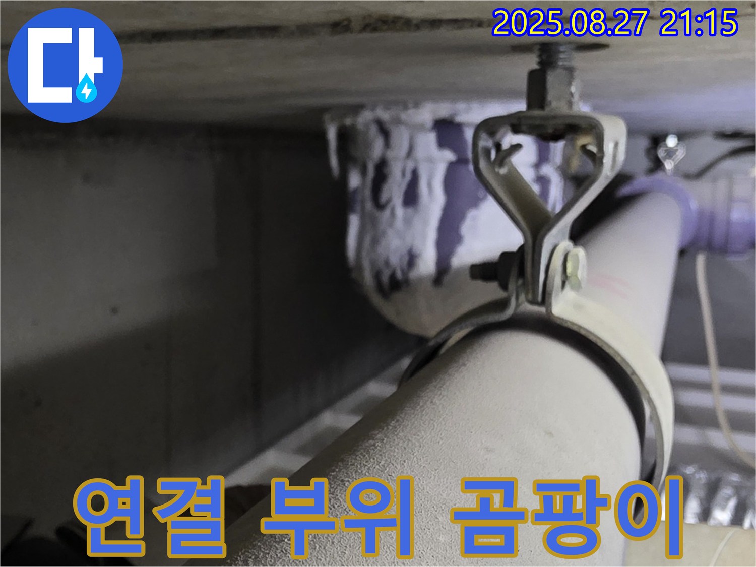 분당구 운중동 산운마을 아파트 천장 배관 - 연결 부위 주변에 곰팡이가 있는지 확인 - 건강을 위해 확인하세요.