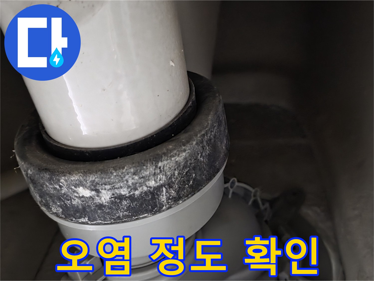 분당구 운중동 산운마을6단지 변기 누수 - 변기 주변 오염 정도를 확인하고 있습니다