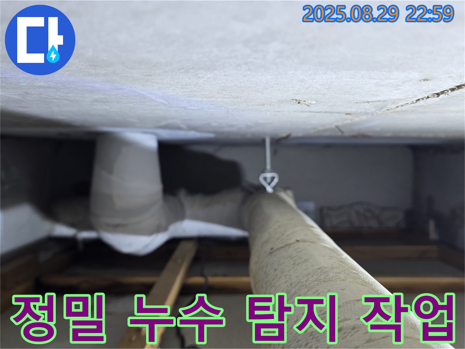 양주 백석 서광아파트 정밀 누수 탐지 작업 - 숙련된 기술로 꼼꼼하게 누수 지점을 찾아내는 모습입니다.