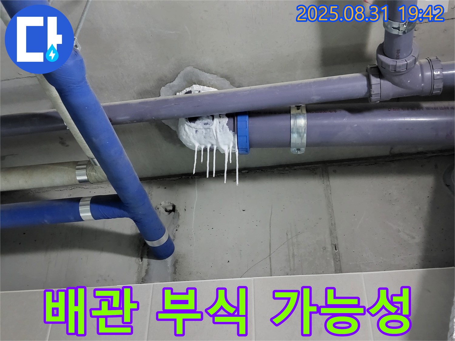 분당구 운중동 산운로 주택 누수 - 배관 부식으로 인한 누수 가능성 확인