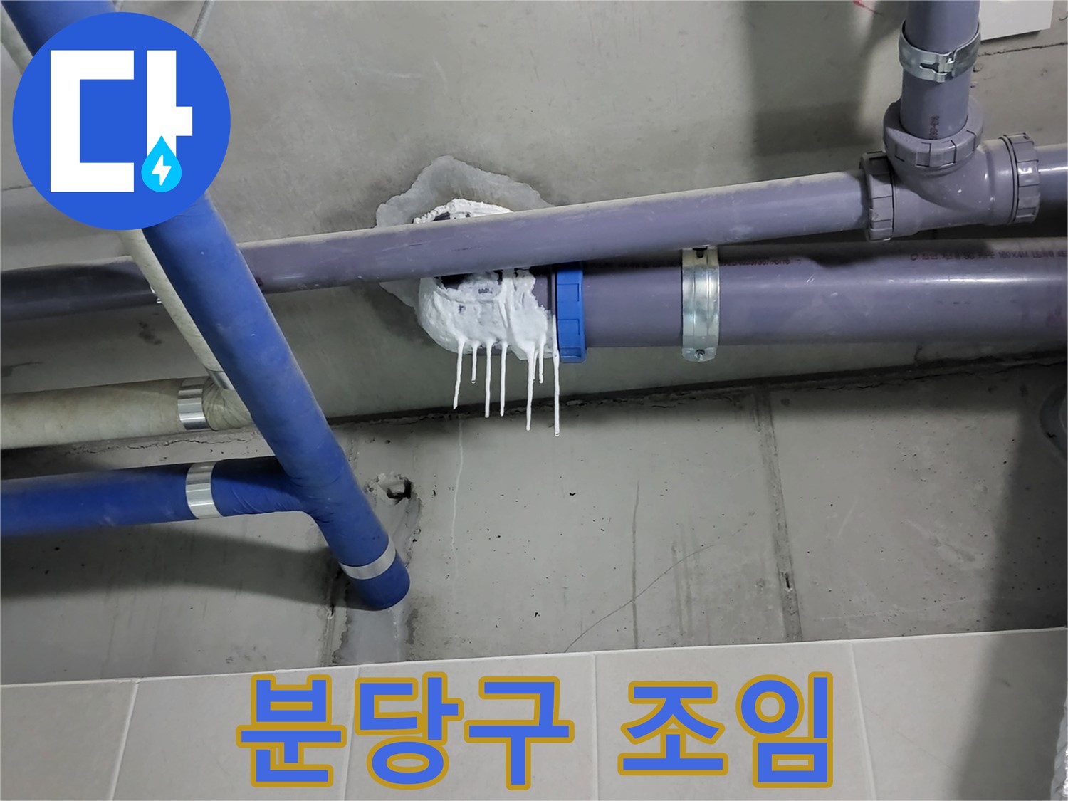 성남시 분당구 하수 누수 - 배관 연결 부위 헐거운 조임 상태