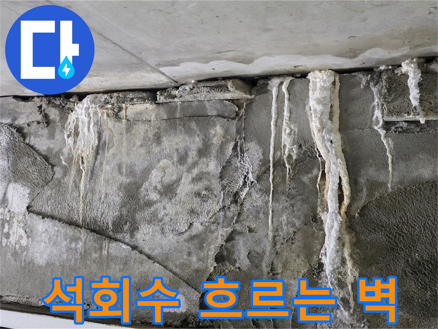운중동 누수 - 콘크리트 벽 타고 흐르는 석회수, 건물 노후화