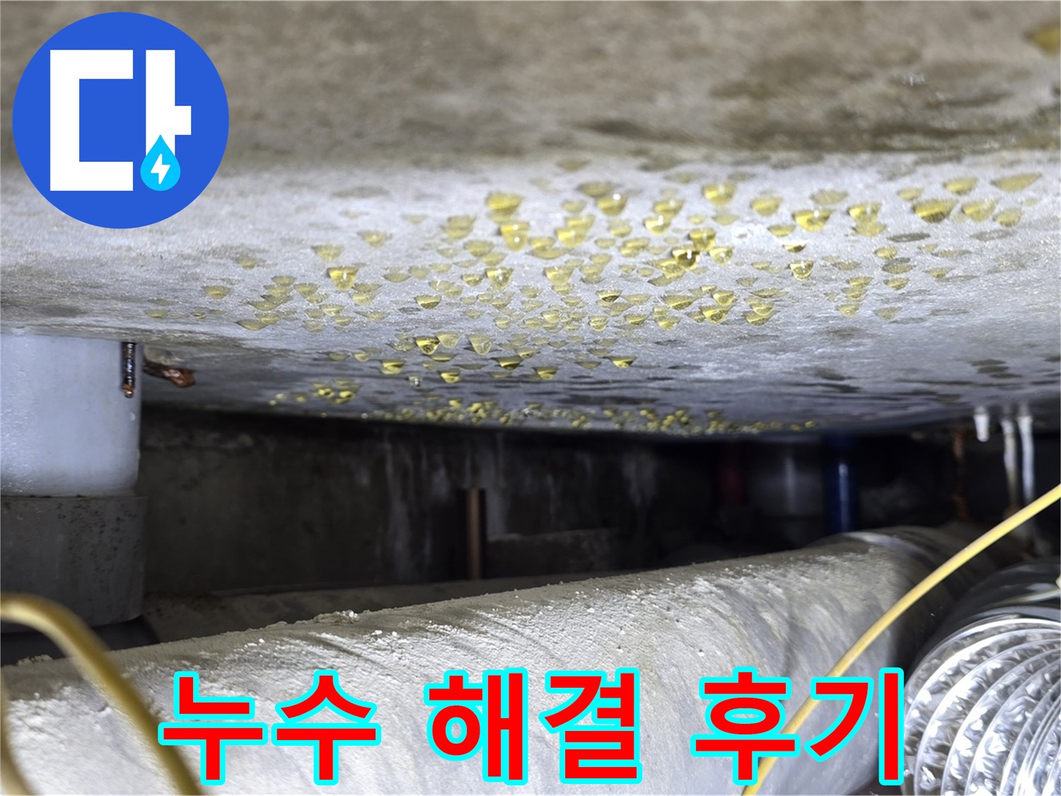 능동 아성빌라트 천장 누수 - 누수 해결 후 고객 후기를 보여주는 이미지입니다.