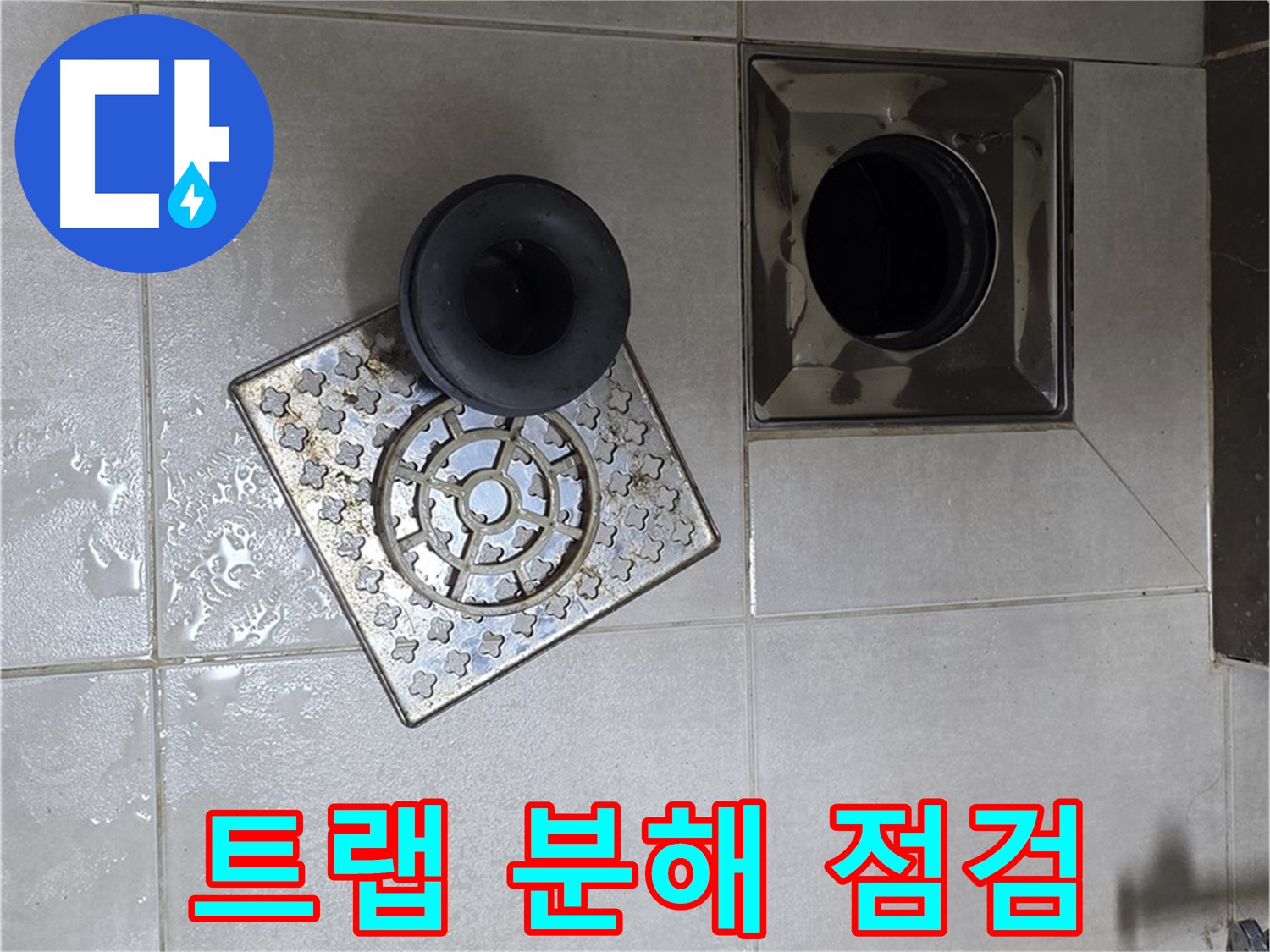 양주 옥정 율정마을 아파트 - 욕실 배수구 누수 점검, 트랩 분해 과정