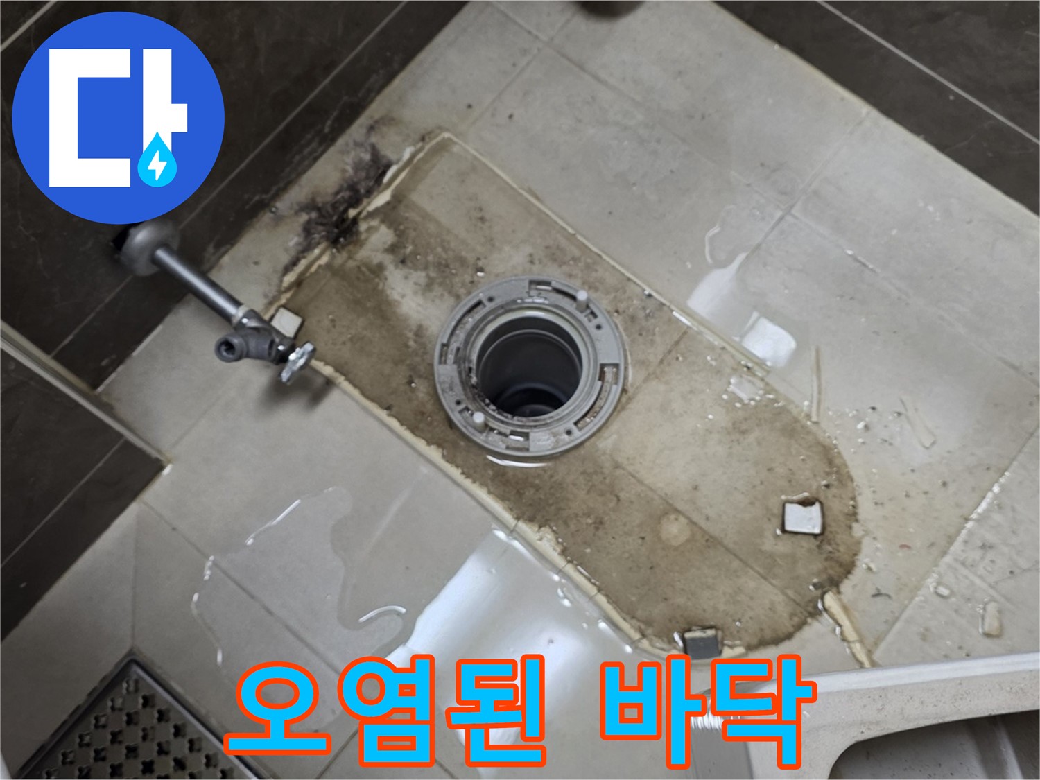 양주 옥정동 율정마을 아파트 변기 누수 - 철거 후 드러난 오염된 바닥 상태