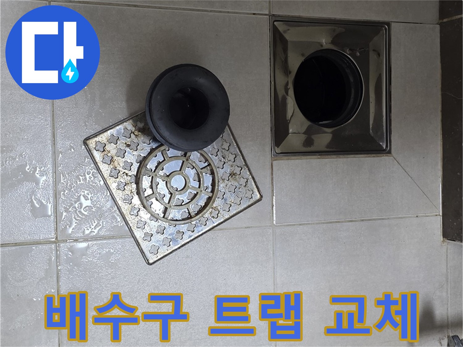 옥정 율정마을 아파트 욕실 배수구 트랩 교체 - 오래된 트랩을 새것으로 교체