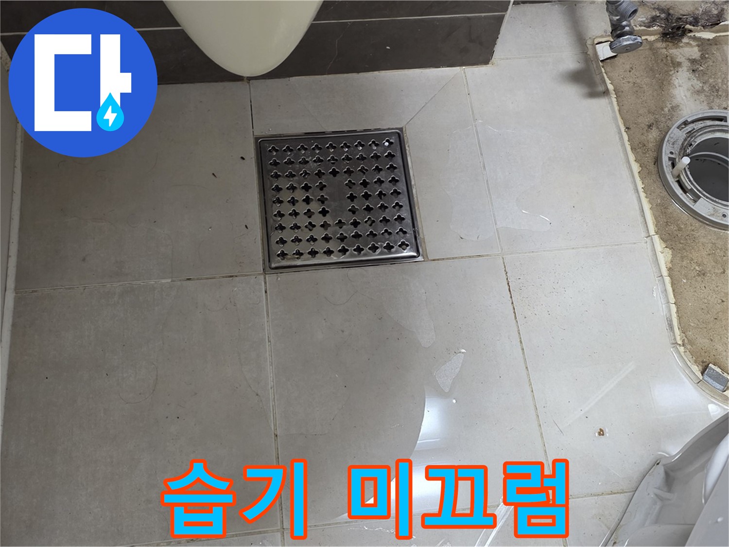 옥정동 율정마을 1309동 아파트 변기 누수 - 백시멘트 틈새에 습기가 차면 미끄러울 수 있으니 주의하세요!