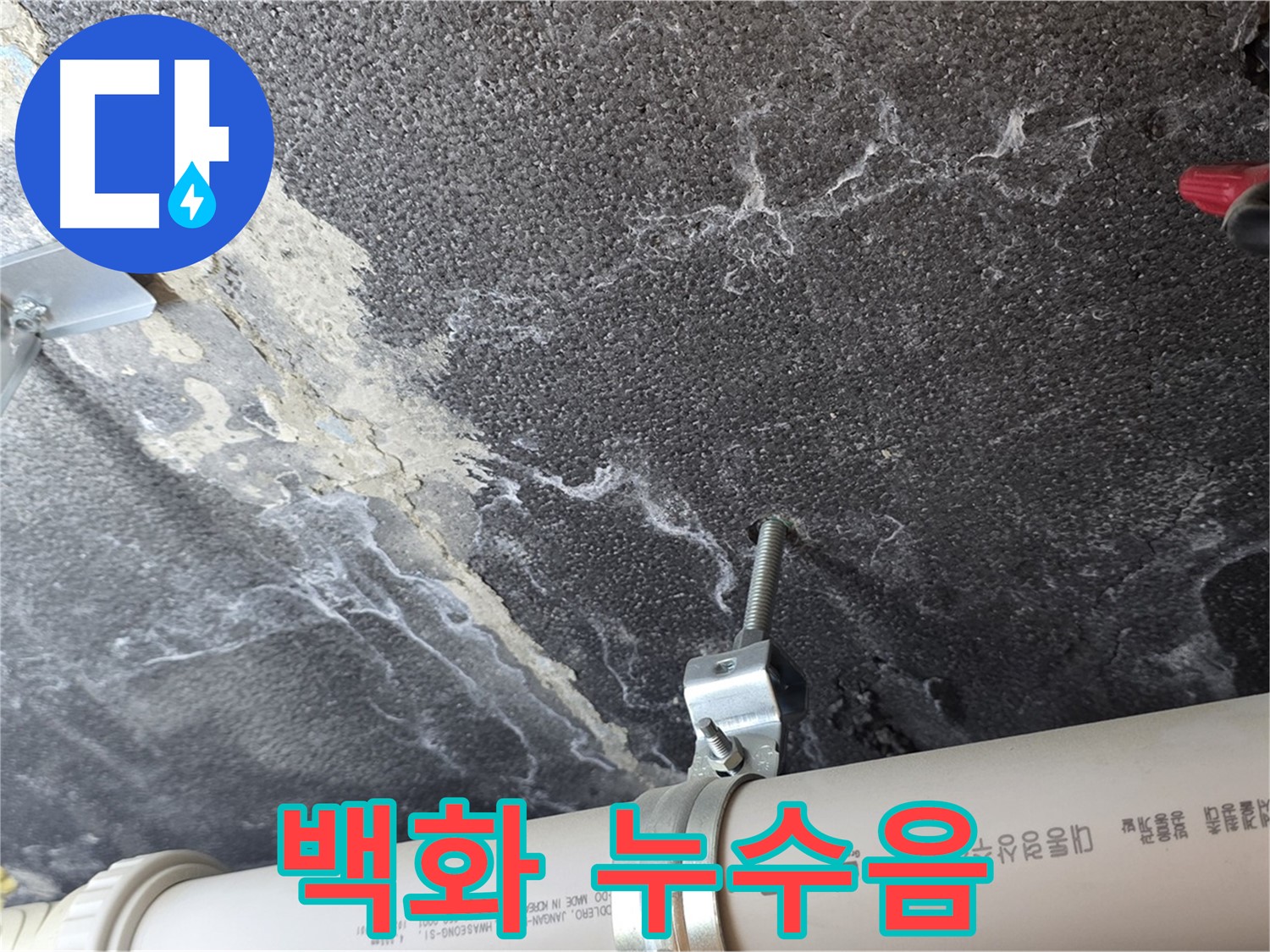 백화 누수음 청취 - 배관 연결 부위의 백화 현상과 누수음을 청취합니다.