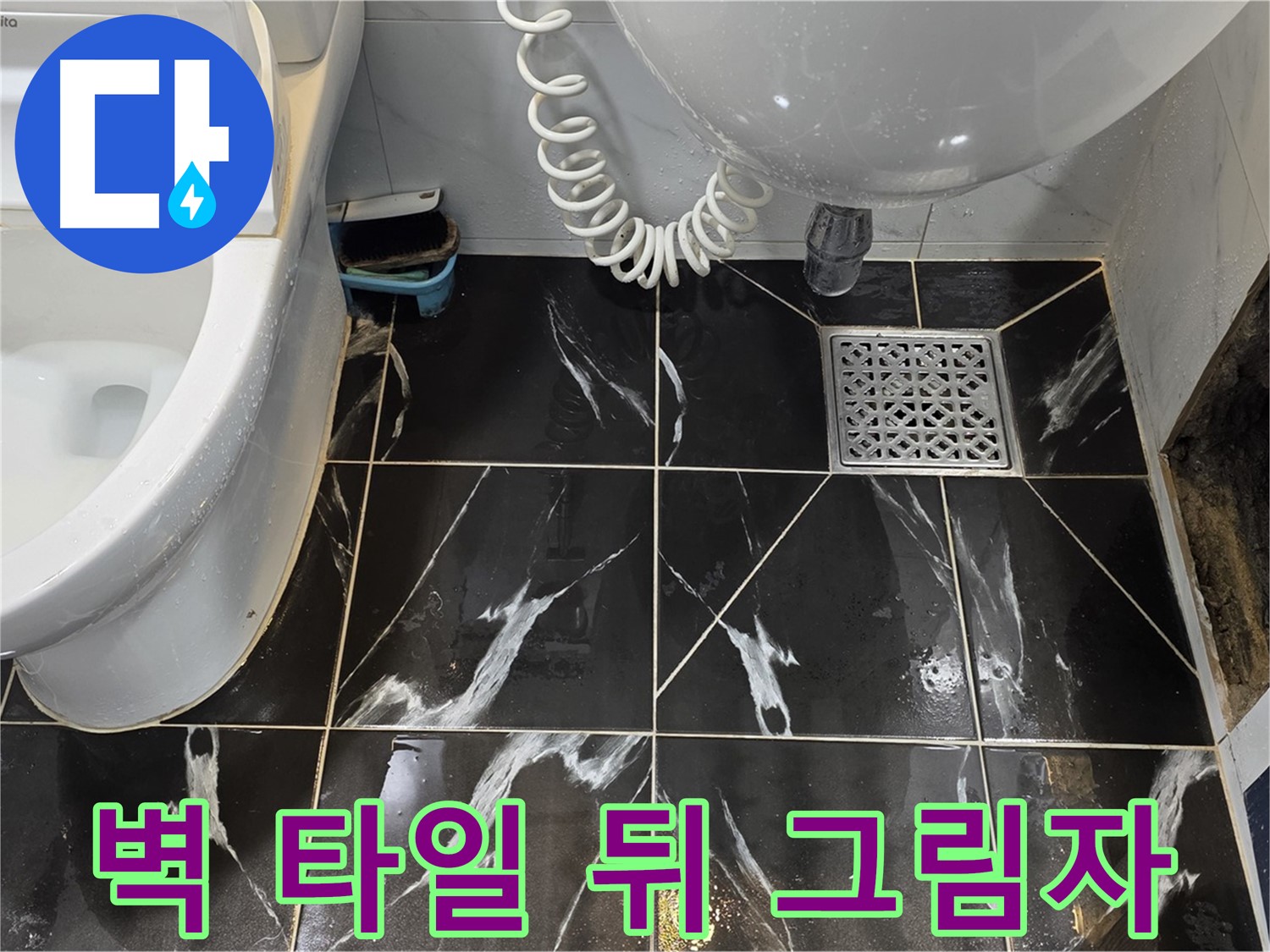 중계동 현대5차 욕실 벽 타일 뒤 검은 그림자 - 곰팡이 의심