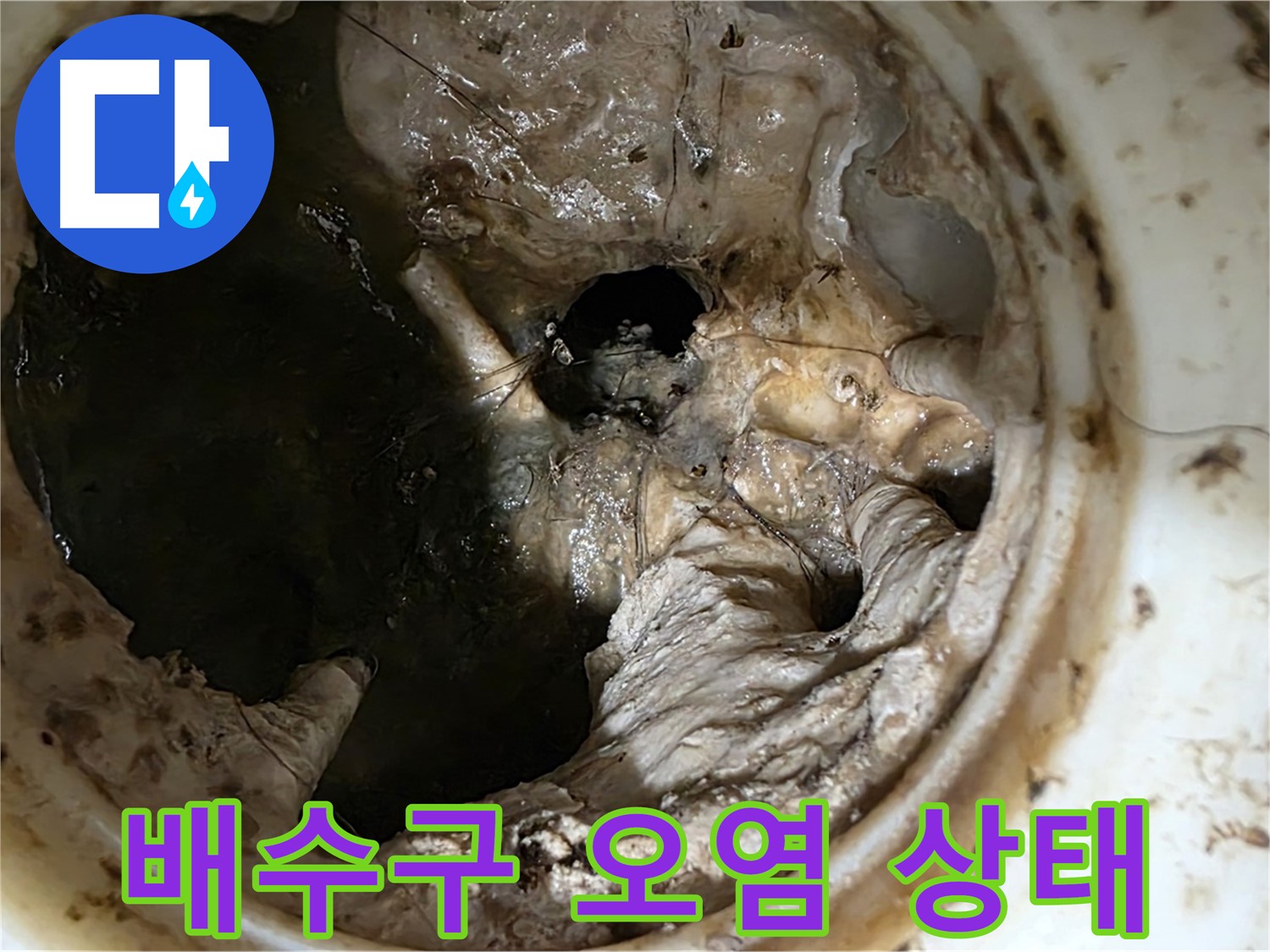 현대5차 211동 아파트 - 싱크대 배수구 내부의 심각한 오염 상태