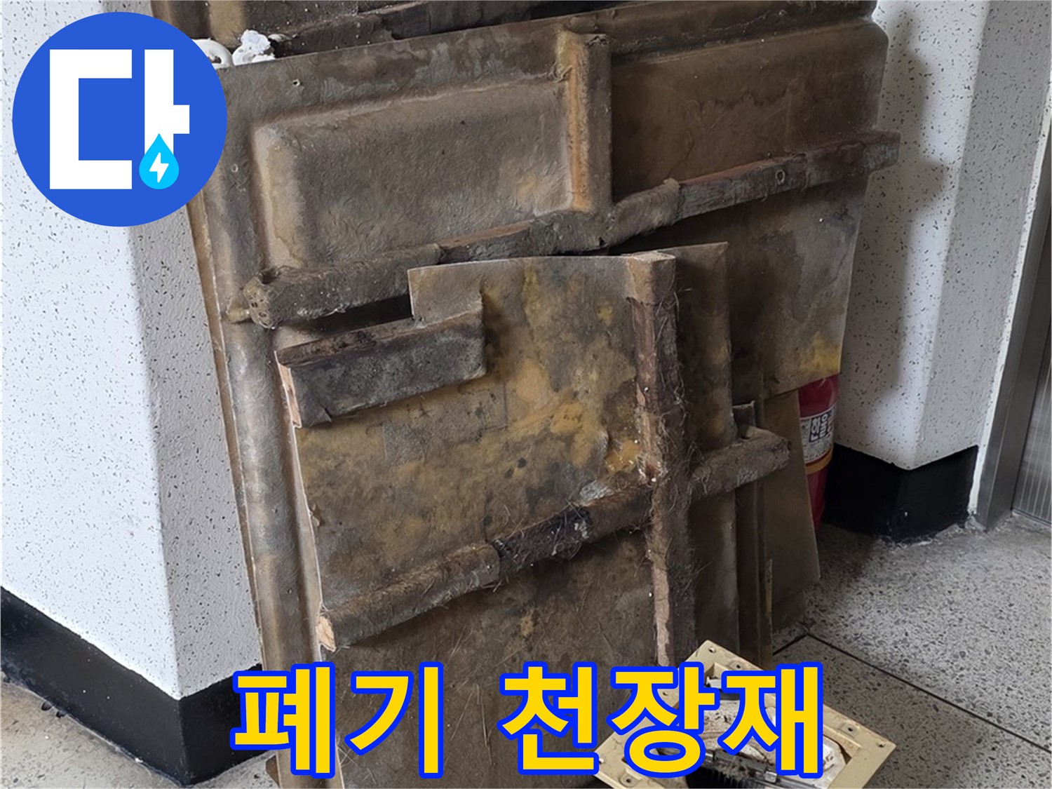 곰팡이 냄새 진동하는 폐기 천장재와 조명