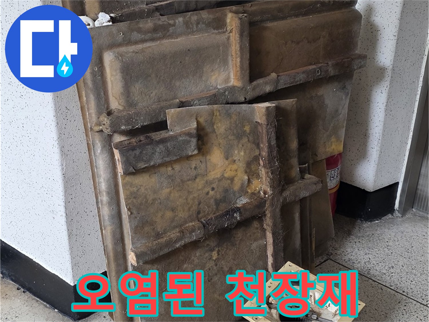 낡고 오염된 천장재와 조명 - 미관을 해치는 주범