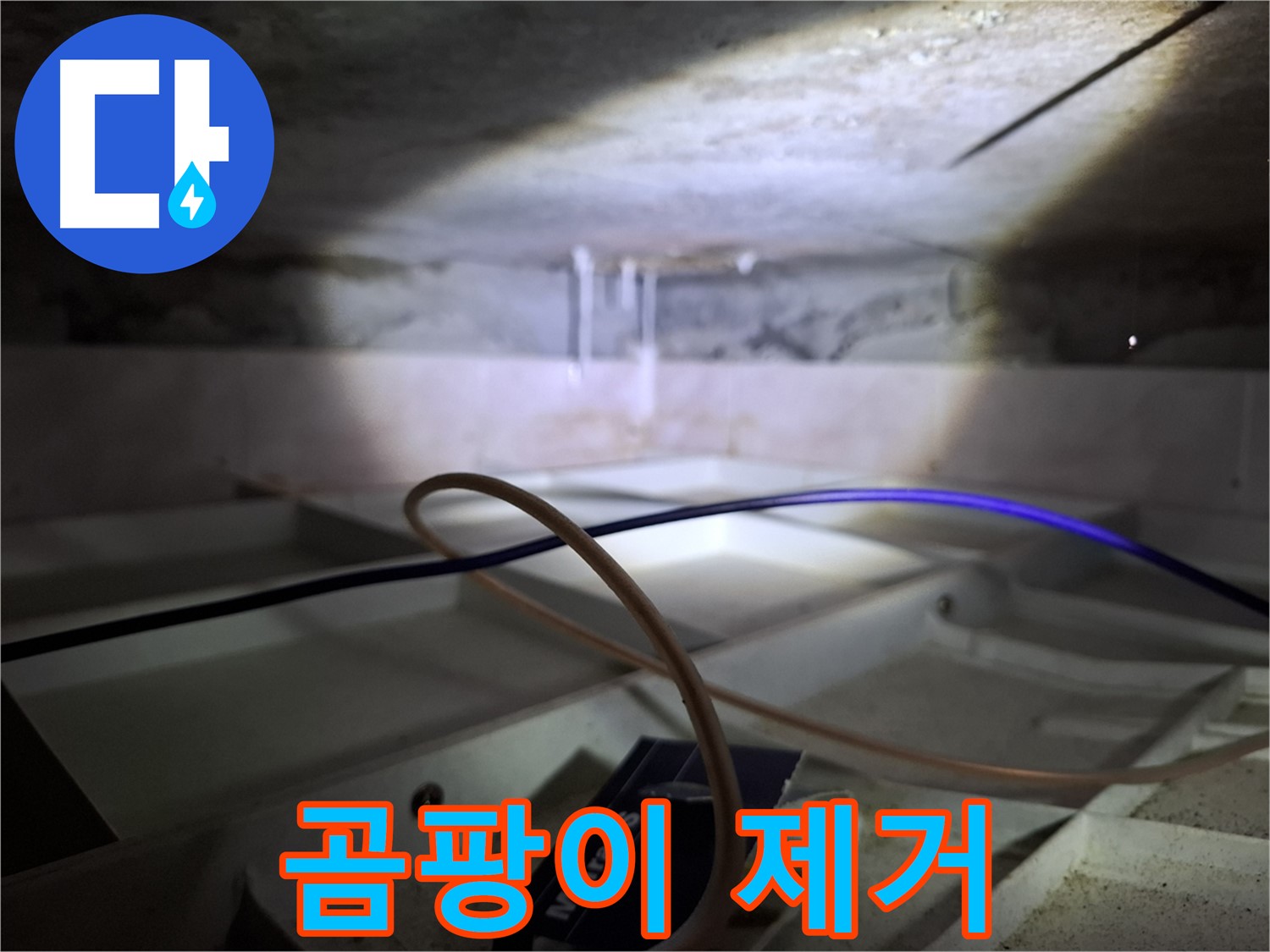서대문구 홍은빌라 누수 - 석고보드 곰팡이를 제거하는 모습입니다.