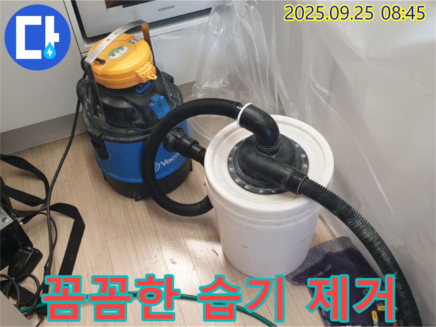 양주 백석읍 가업리 누수 현장에서 꼼꼼한 습기 제거 작업 - 재발 방지를 위해 최선을 다합니다.