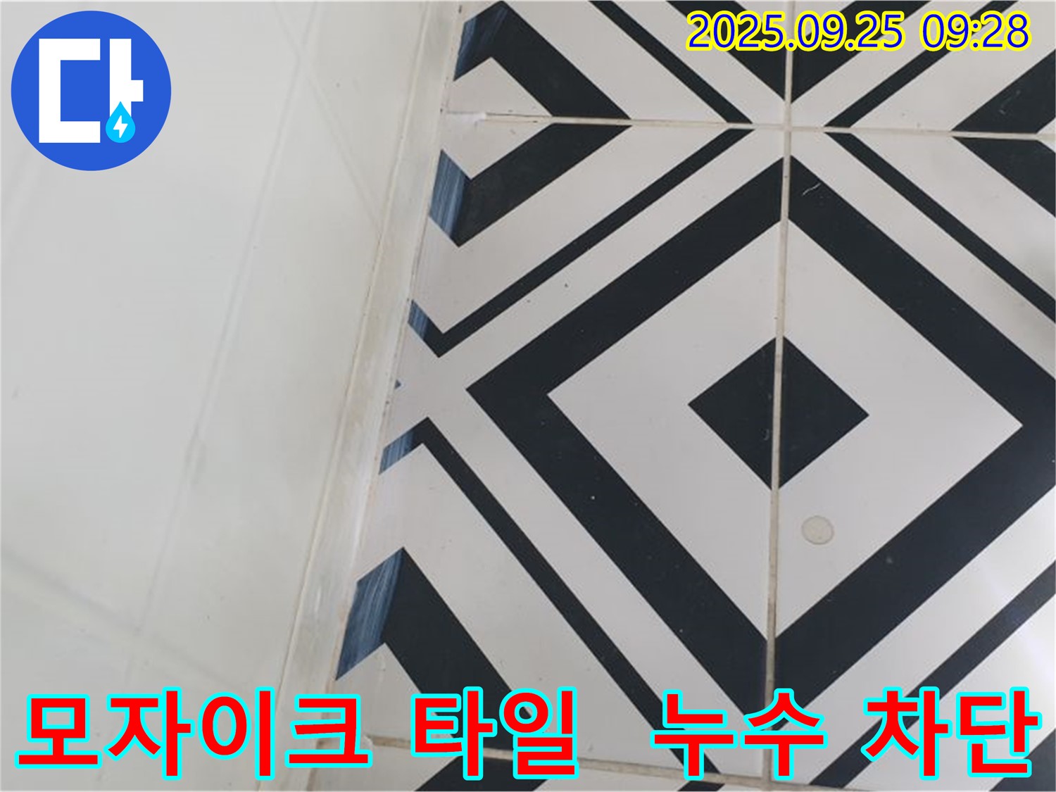 양주시 백석읍 오산리에서 모자이크 타일의 누수를 완벽하게 차단하는 공사 과정을 보여줍니다 - 꼼꼼한 시공으로 완벽한 방수를 약속드립니다.