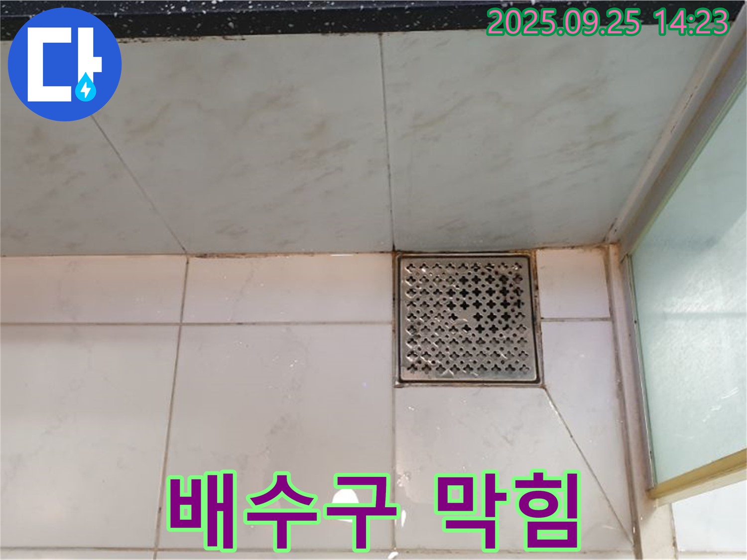 샤워부스 배수구 막힘 - 머리카락 제거로 해결