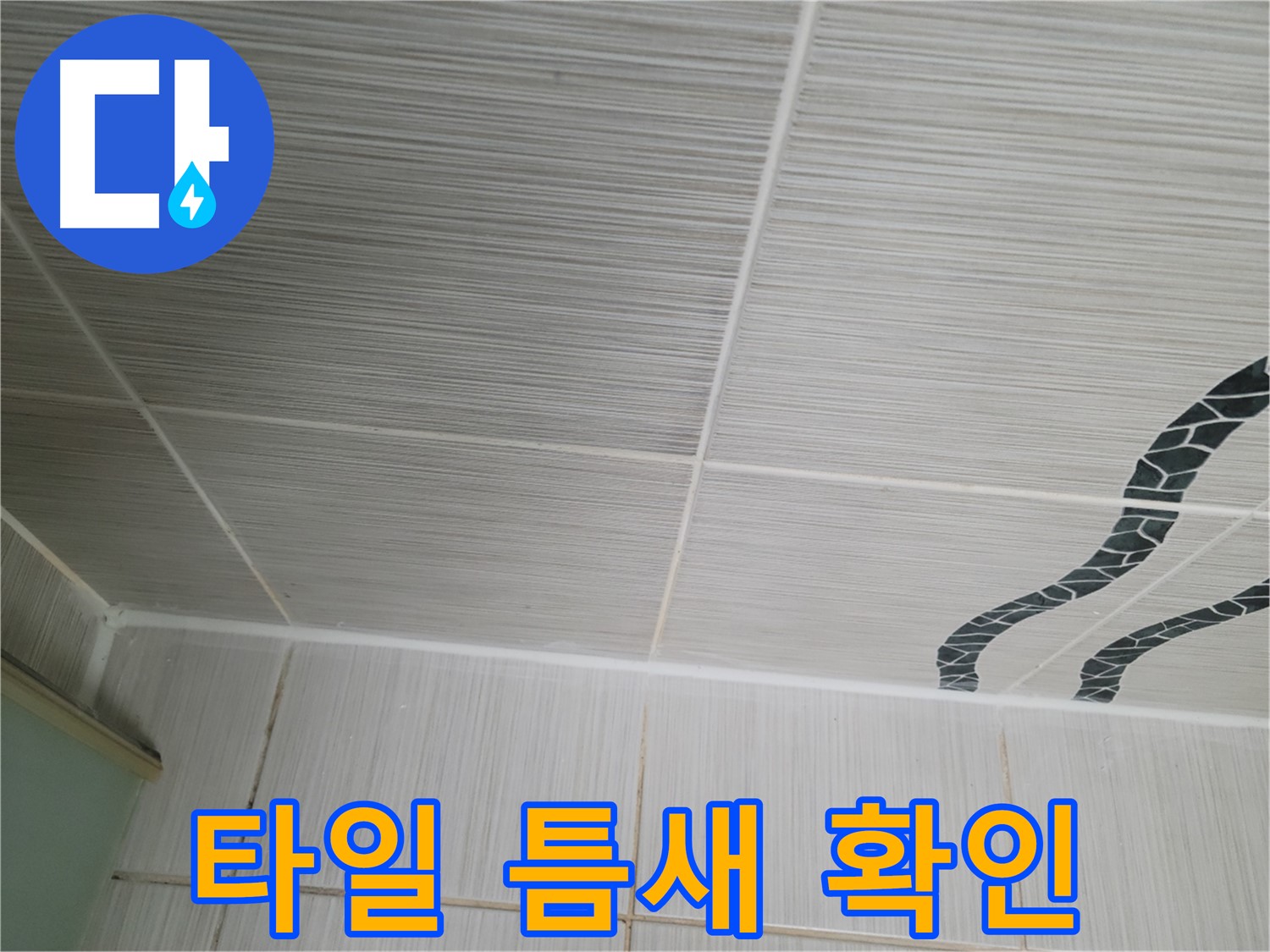 동두천 강변로 누수 - 천장 타일 틈새를 자세히 확인하여 누수 지점을 찾고 있습니다.
