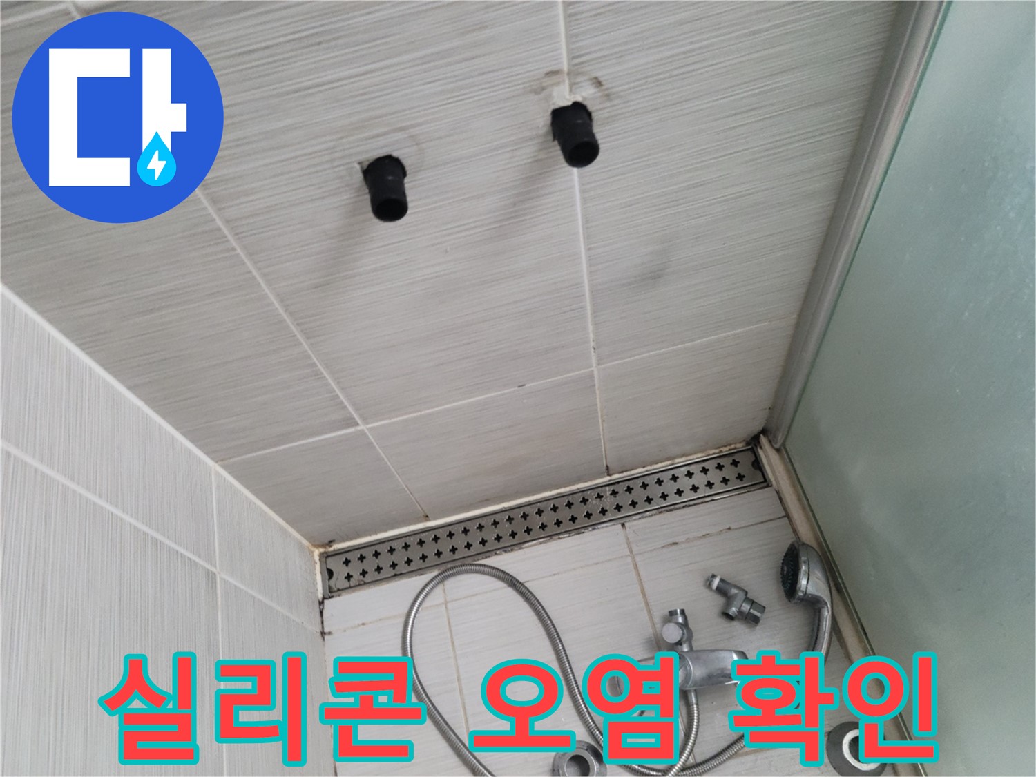 동두천 신창비바 - 샤워기 자리 벽면 타일 틈새 실리콘 오염 상태 확인