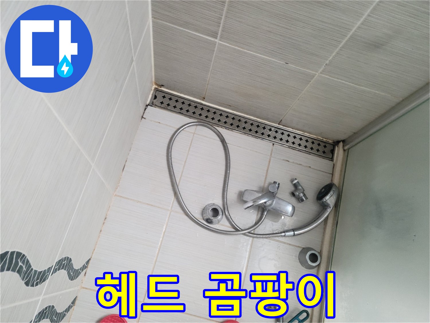 샤워기 헤드 연결 부위 주변 곰팡이 - 습한 환경