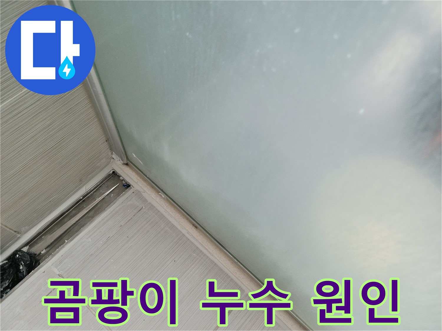 샤워부스 누수 - 곰팡이 핀 실리콘 - 누수 직접 원인
