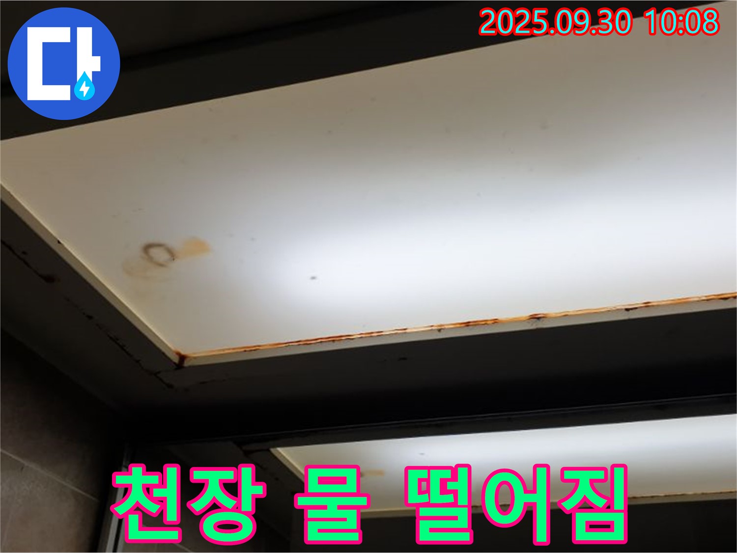 천장 물 떨어짐 - 양주시 석우리에서 누수탐지 전문가가 천장에서 물이 떨어지는 상황을 확인하고 있습니다.