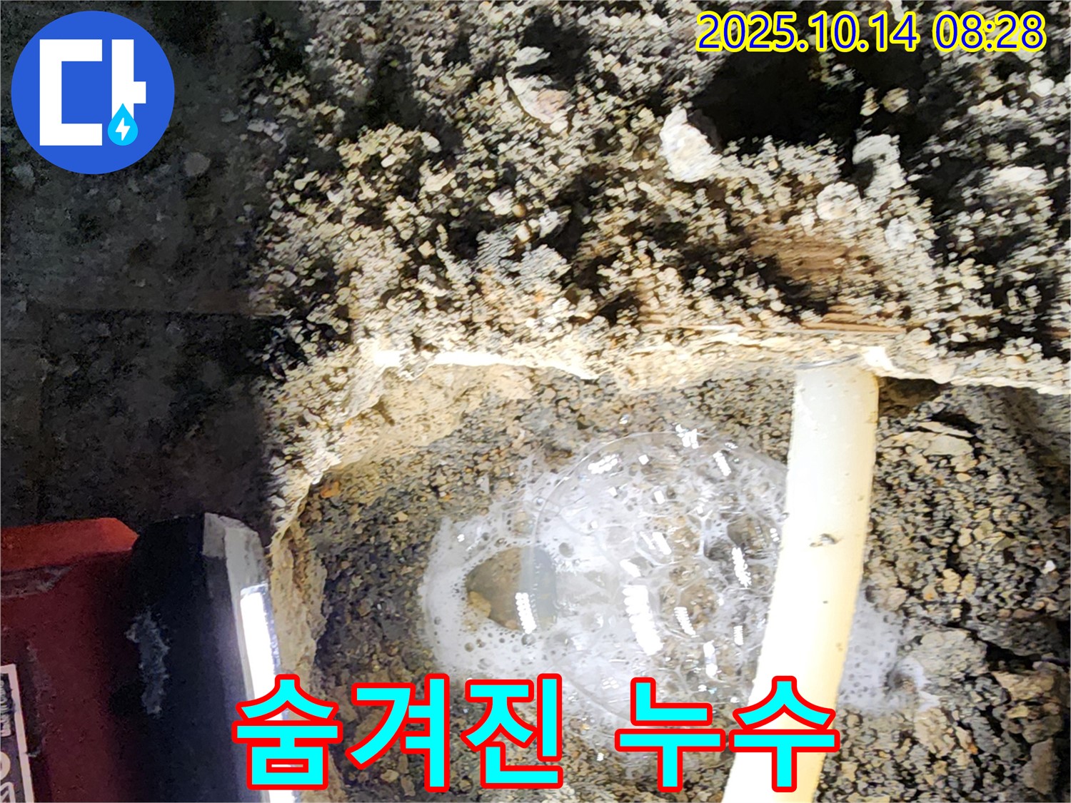 두곡리 누수 현장에서 숨겨진 누수를 탐지하는 모습 - 꼼꼼한 탐지로 숨겨진 누수까지 해결합니다.