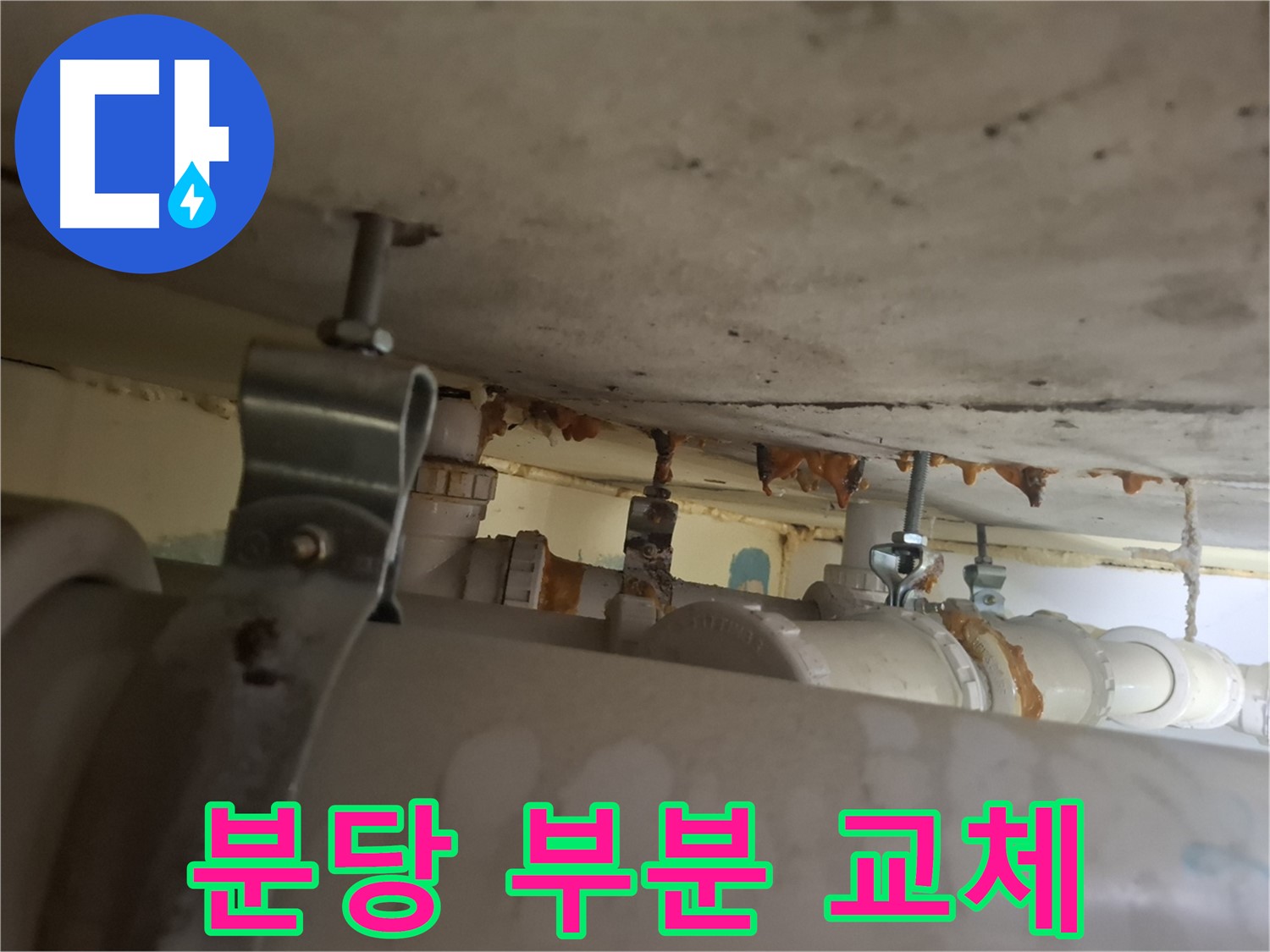 분당 봇들마을 아파트 - 배관 상태 점검, 부분 부식으로 인한 부분 교체 진행