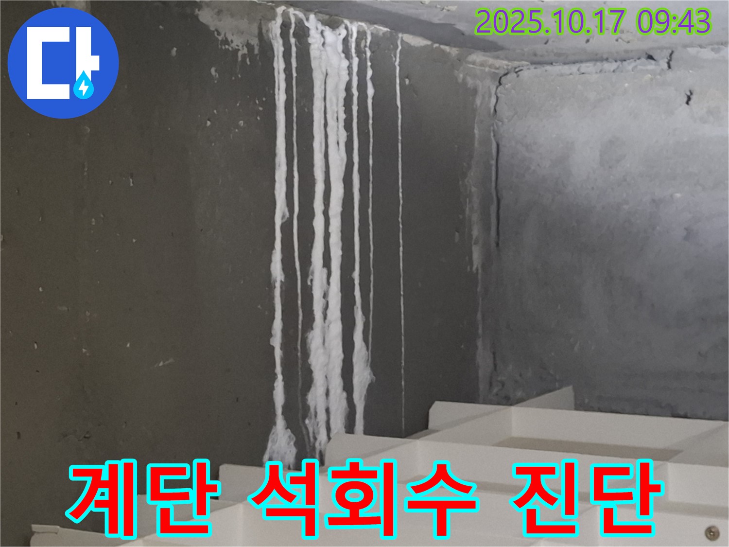 분당 봇들마을2단지 아파트 계단 석회수 누수 - 누수 진단