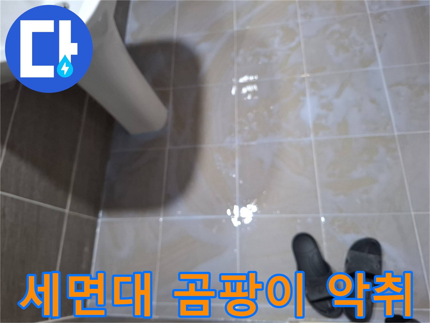성남 삼평동 세면대 누수 - 타일 틈새 검은 곰팡이와 악취가 심각한 세면대 누수