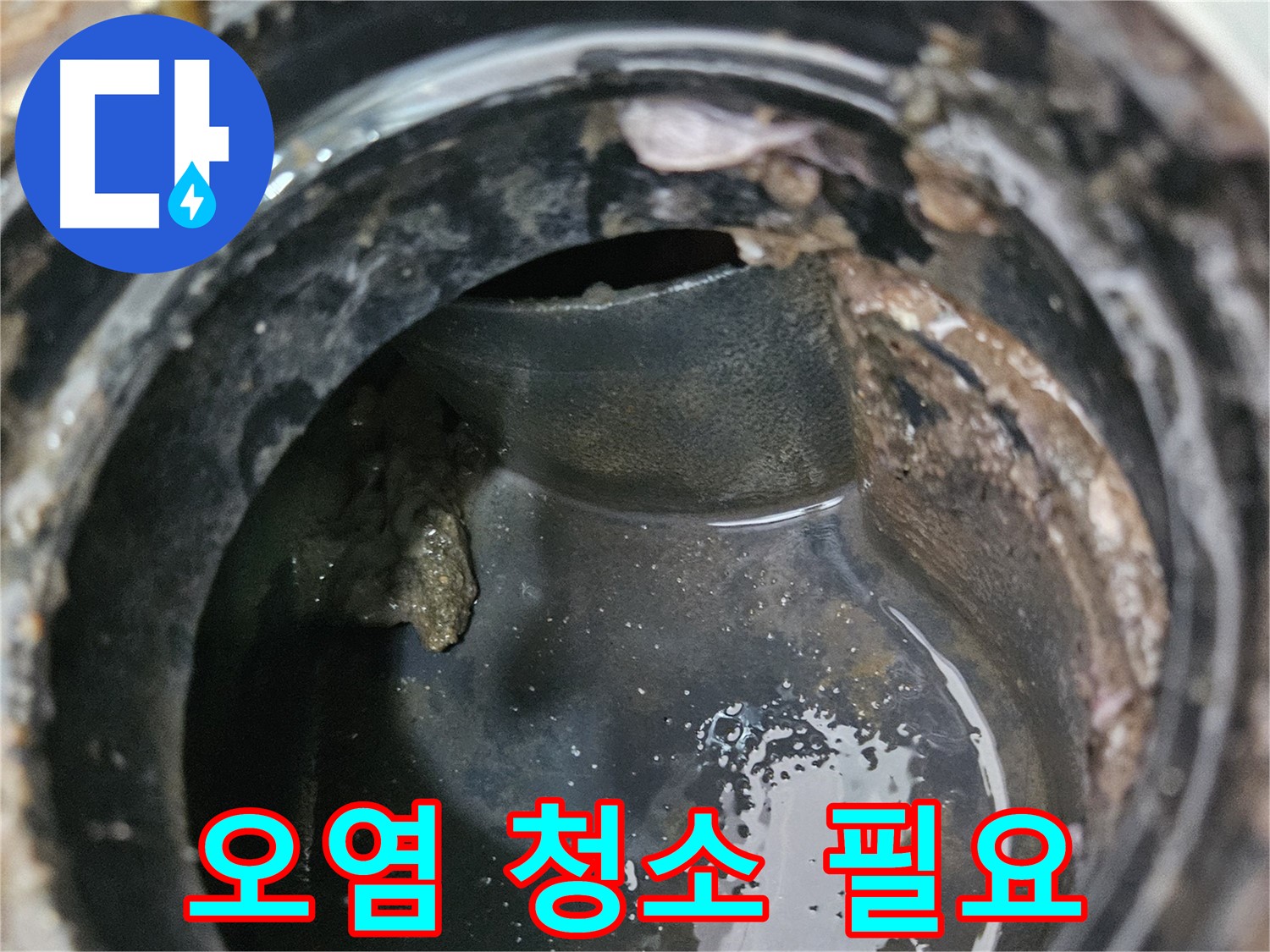 배수관 내부 오염 - 깨끗하게 청소하세요