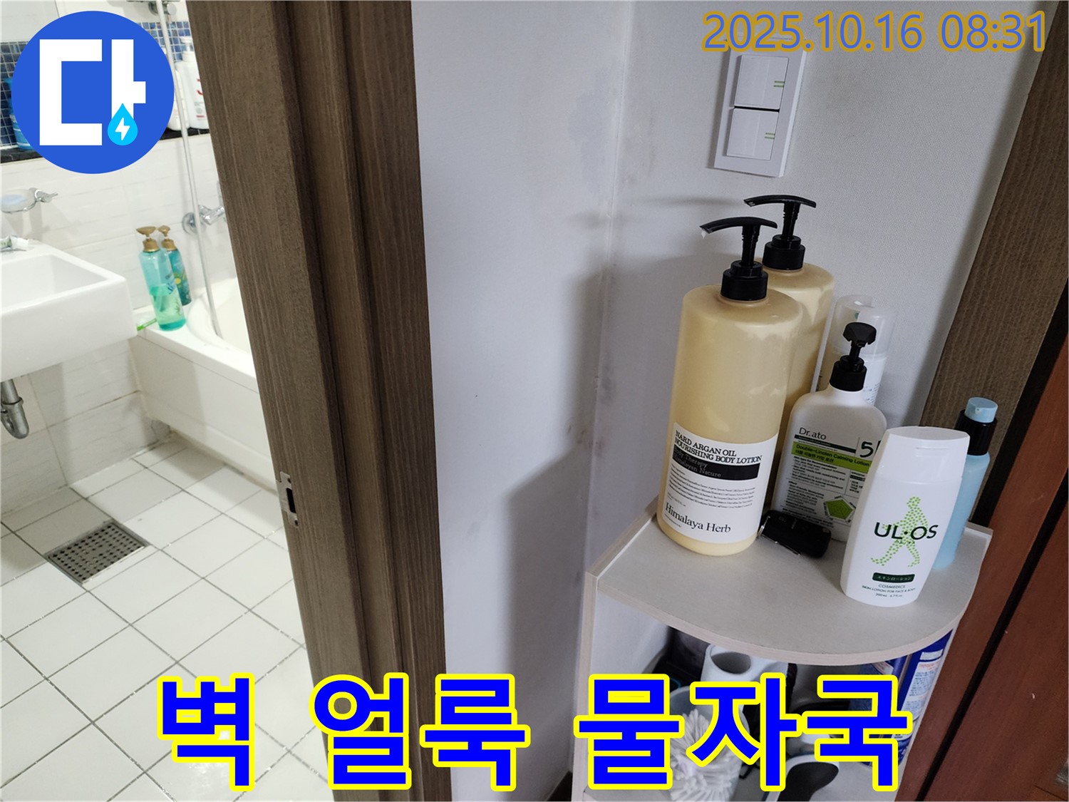 양주 남면 경신리 욕실 누수 - 벽 얼룩덜룩 물 자국, 누수 의심