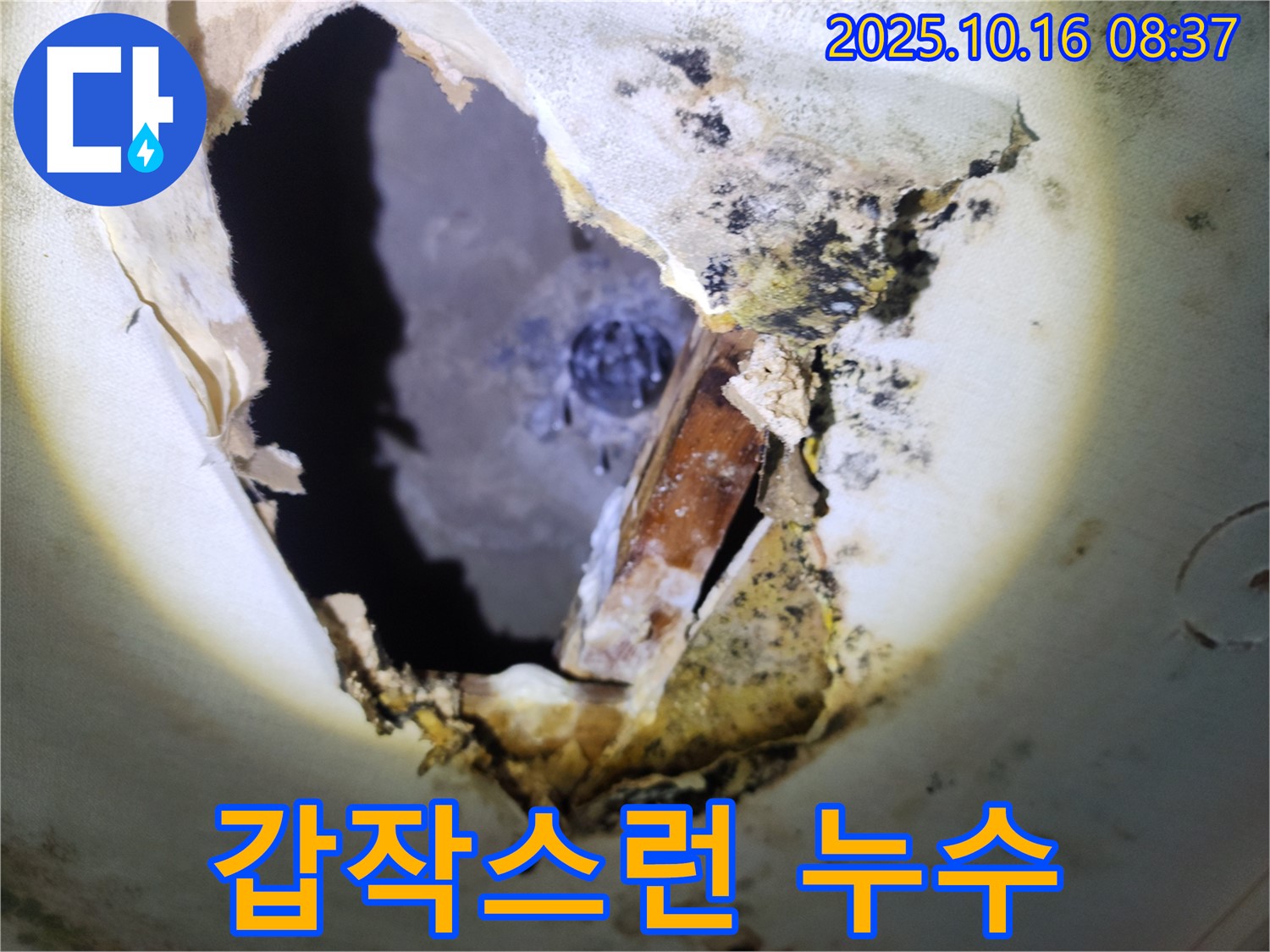 양주시 남면에서 발생한 갑작스런 천장 누수 - 빠른 누수 해결이 필요한 상황을 보여줍니다.