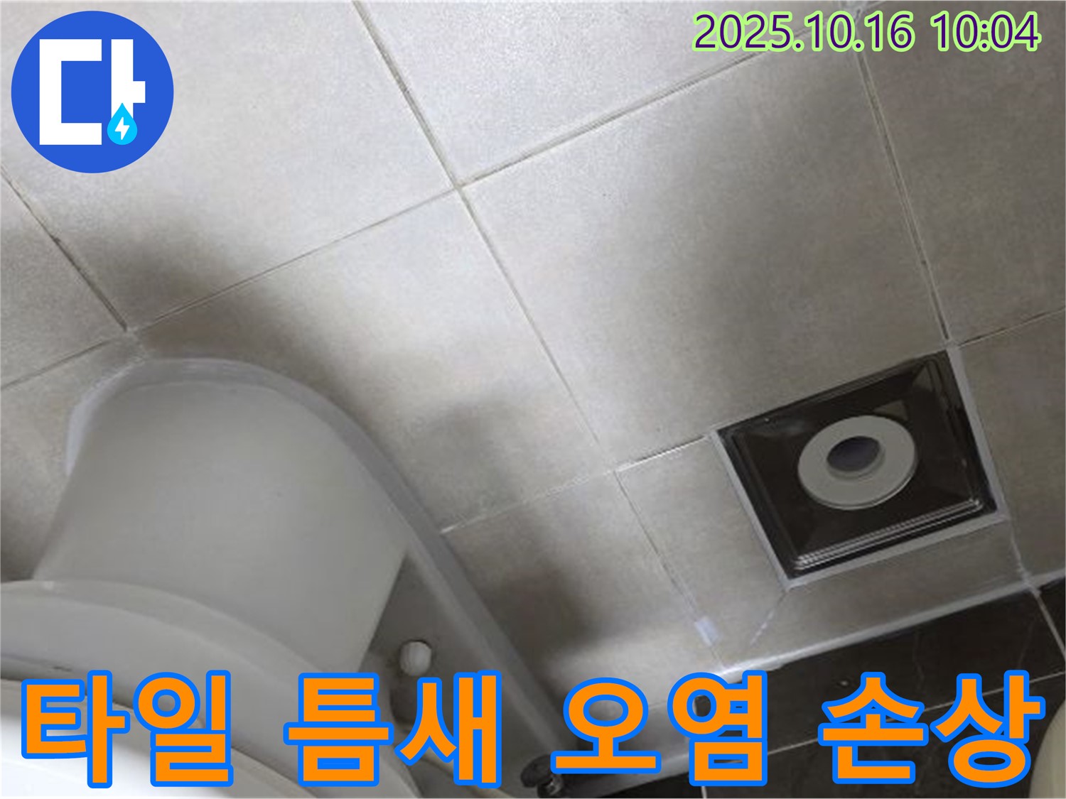 양주 옥정동 율정마을 화장실 누수 - 변기 뒤 타일 틈새 오염 및 백시멘트 손상으로 인한 누수
