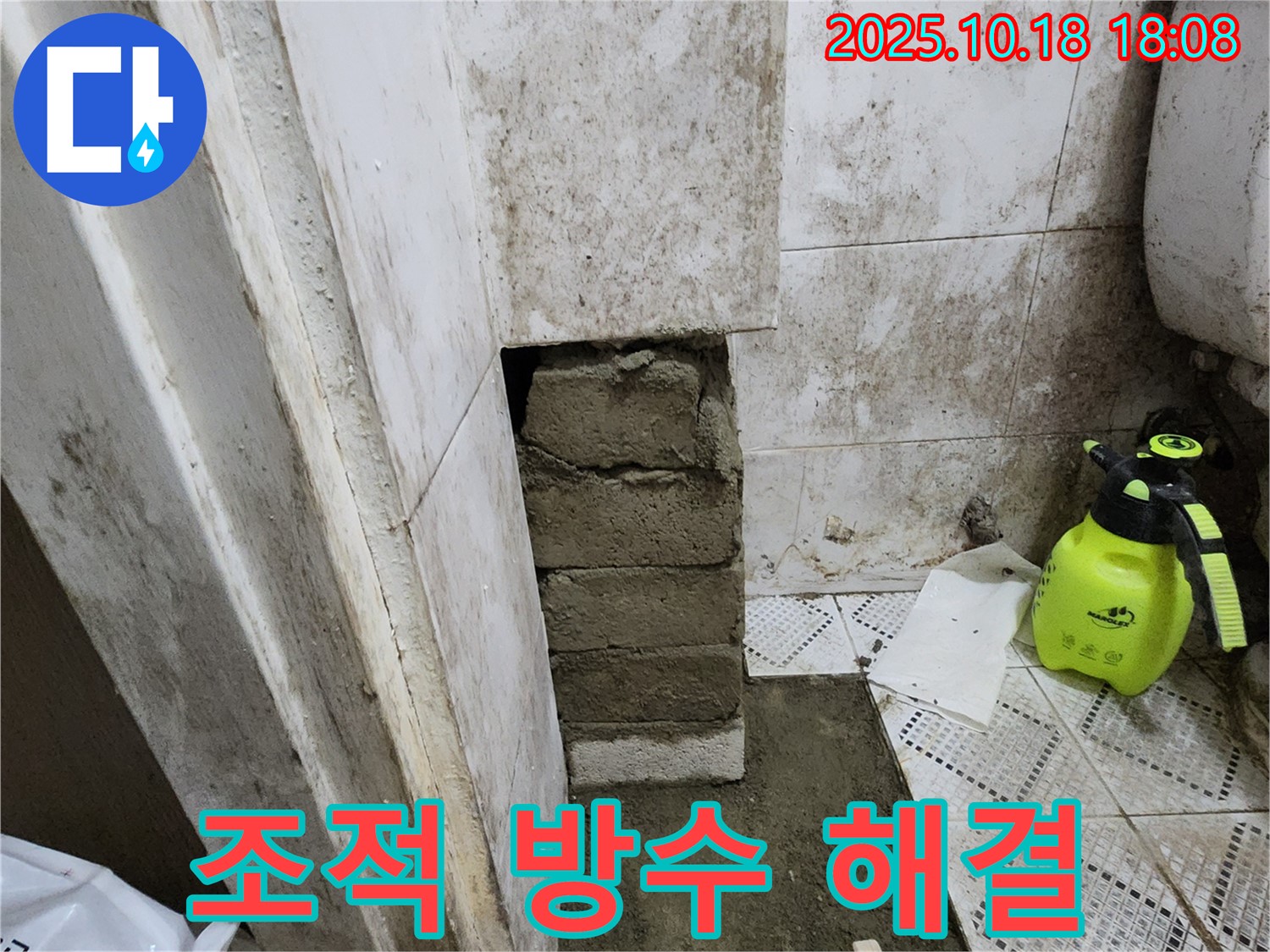 양주시 장흥면 욕실 벽 곰팡이 - 벽돌 조적 후 방수 미장으로 곰팡이 재발 완벽 차단!