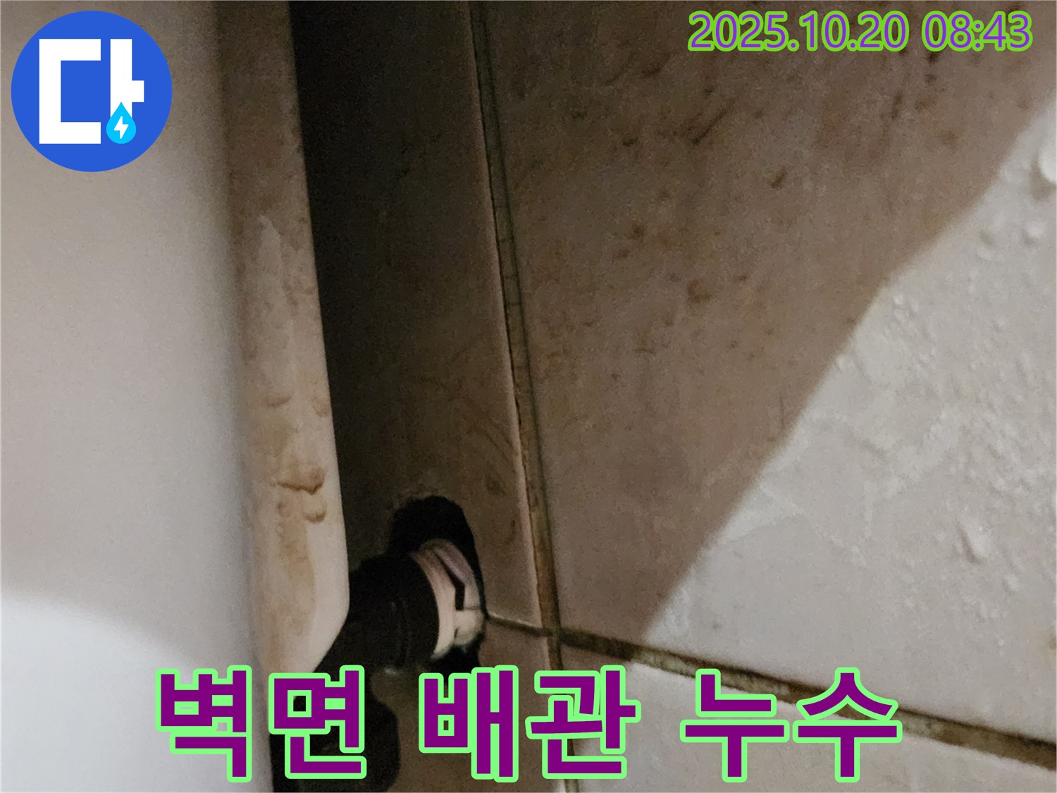 양주시 장흥면 석현리 변기 옆 벽면 누수 해결 - 배관 연결 문제를 꼼꼼하게 해결했습니다.