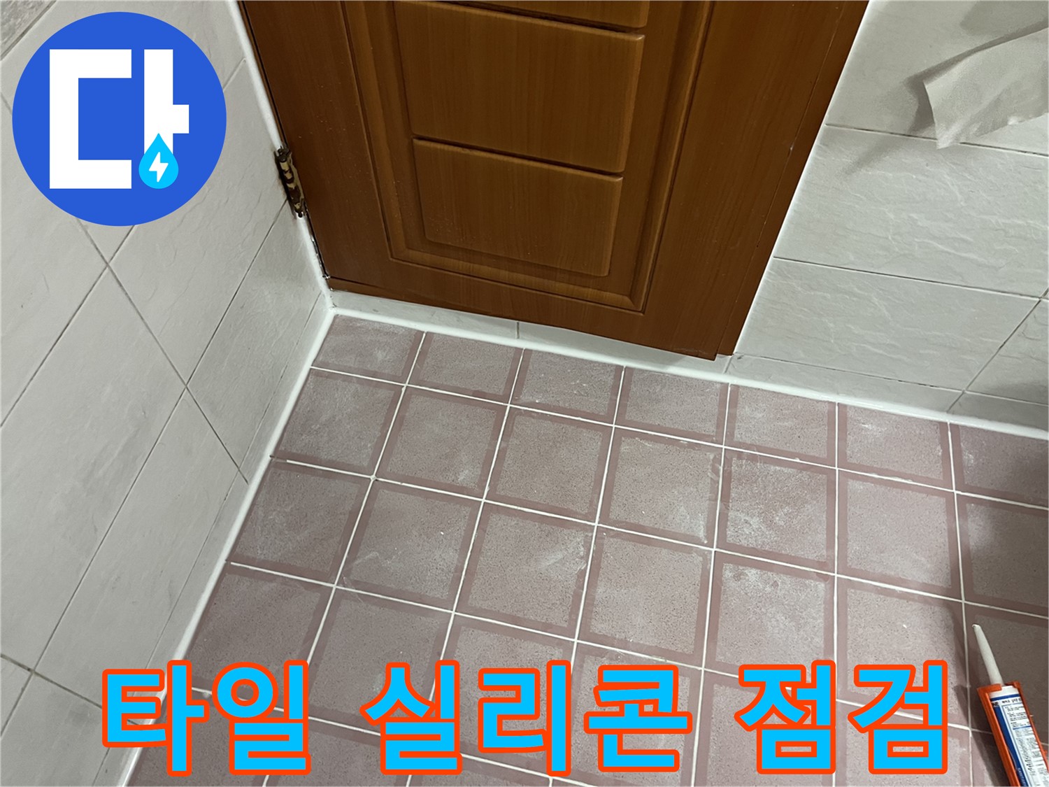금천구 독산동 형제맨션빌 욕실 - 문턱 주변 타일과 실리콘 손상 및 들뜸 점검