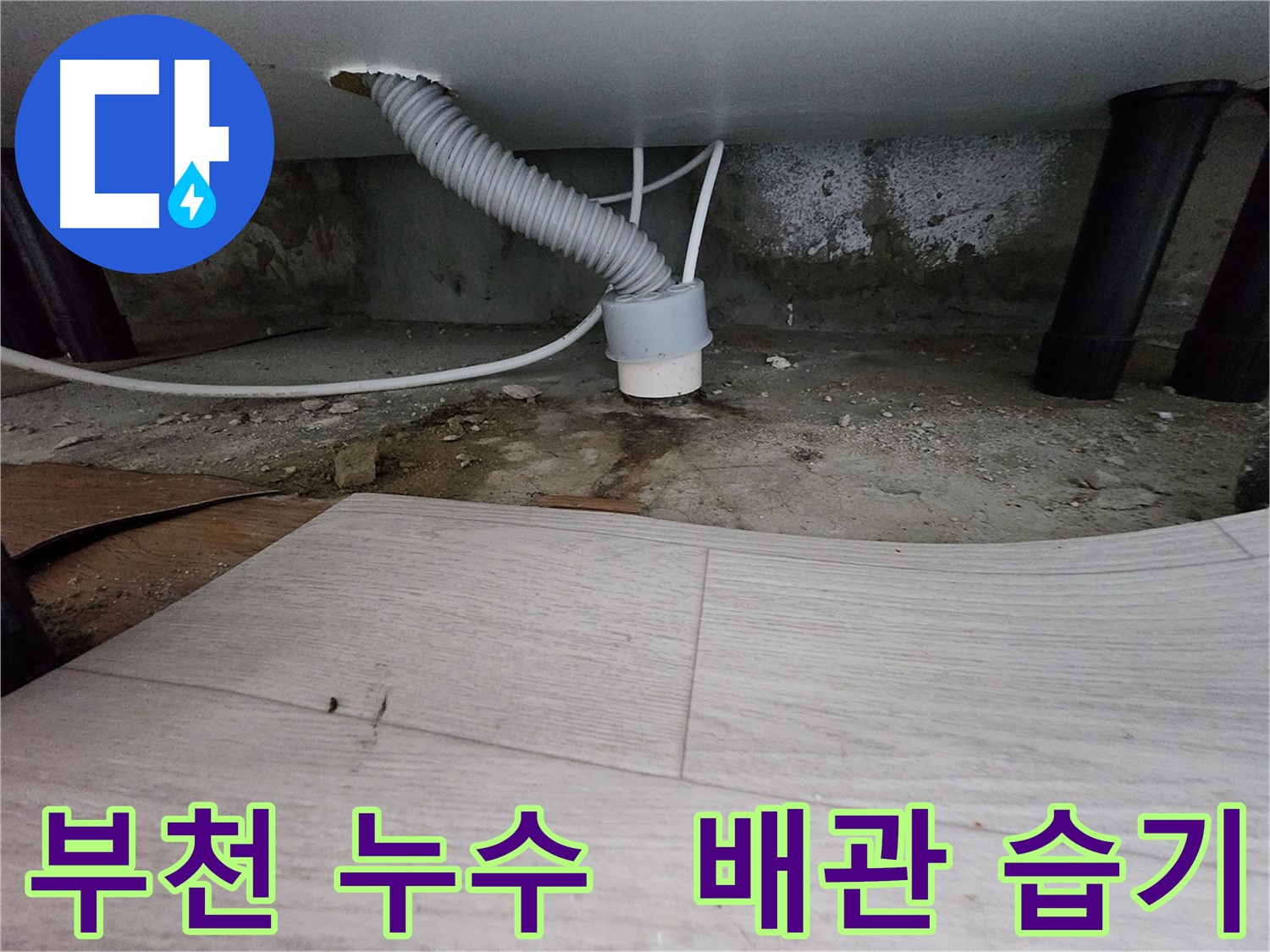 하수 배관 주변 습기 - 누수 의심