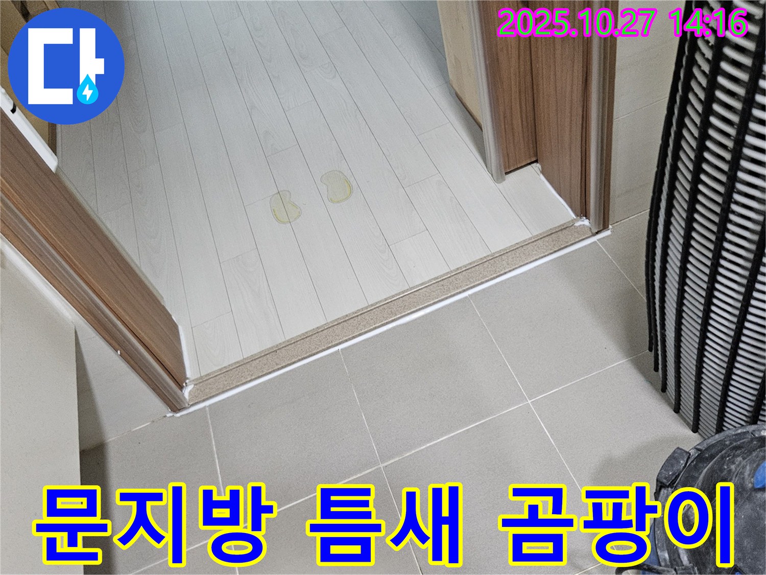 고양시 덕양구 문지방 틈새 곰팡이 - 누수 점검 후 곰팡이 제거 시공