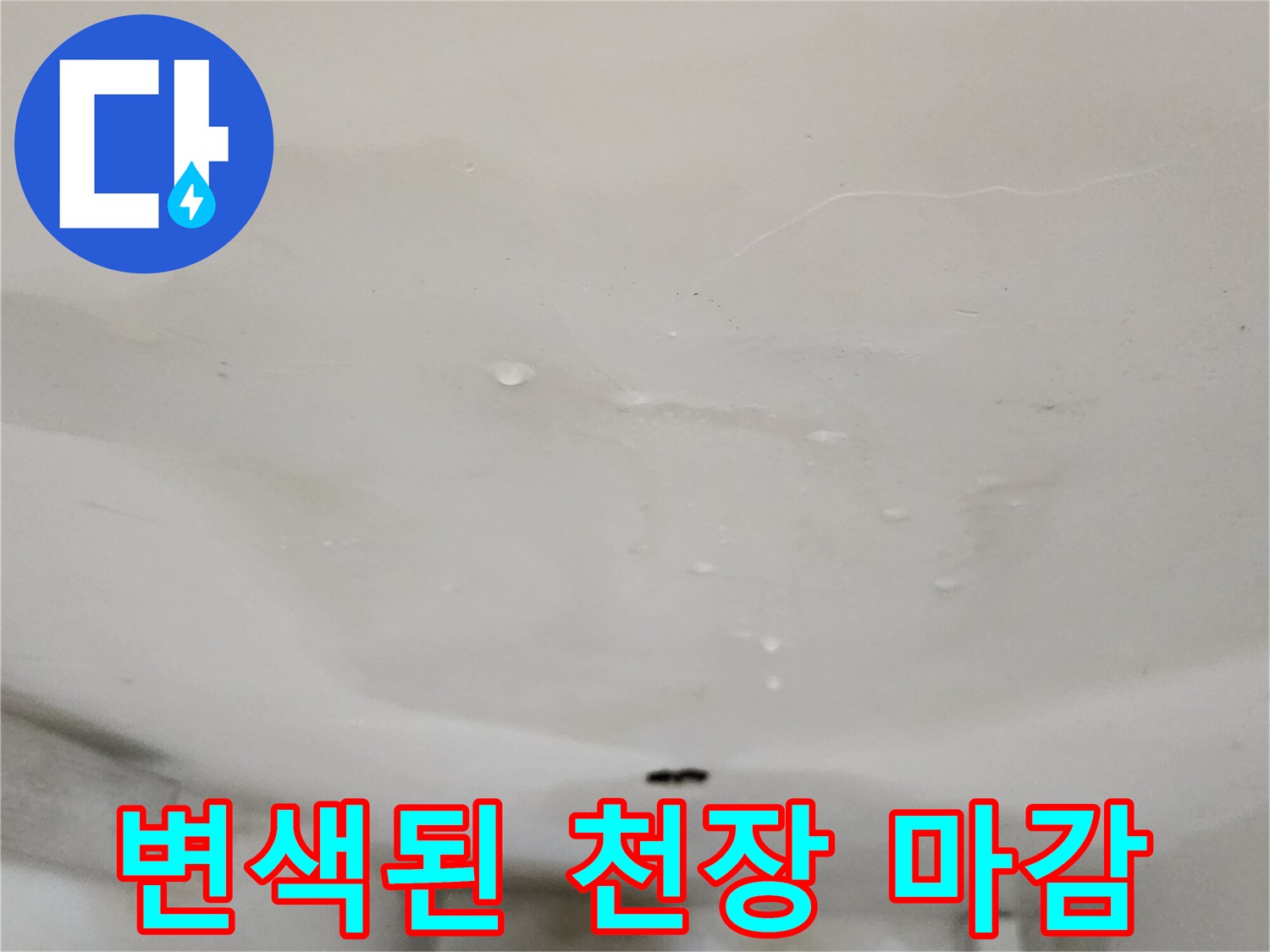 물기에-젖은-천장-도배지-상태