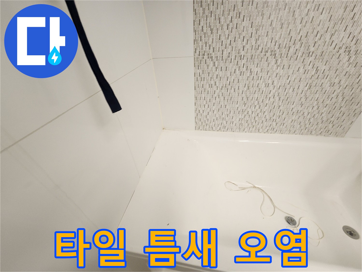 욕조 옆면 타일 - 틈새 오염 - 곰팡이 서식