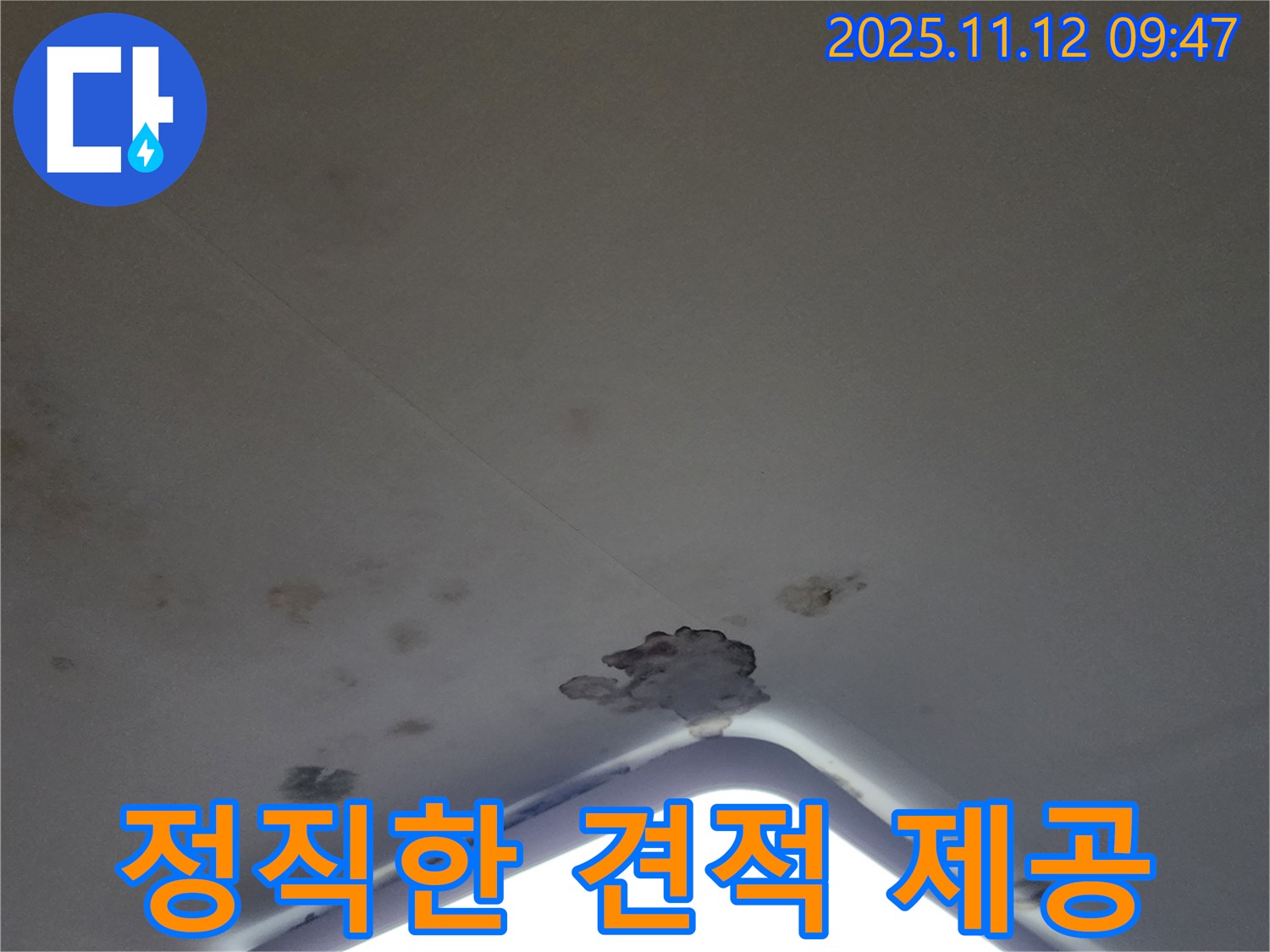 포천 소흘읍 - 천장 조명 누수 - 정직하고 투명한 견적 제공