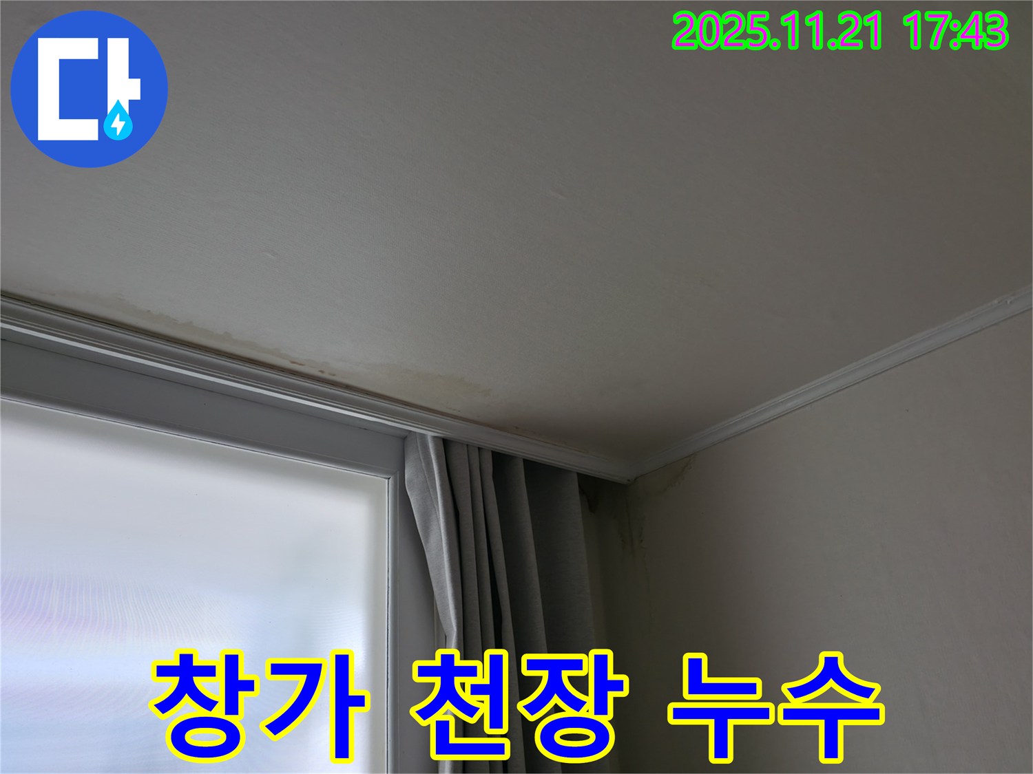 서대문구 창가 천장 누수 - 곰팡이 발생 전 - 초기 조치